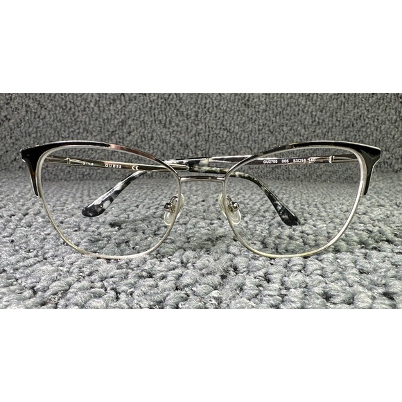 Guess Accessories - Guess Eyeglasses Frames GU2705 005 Black Silver Cat Eye Full‎ Rim 53-16-140